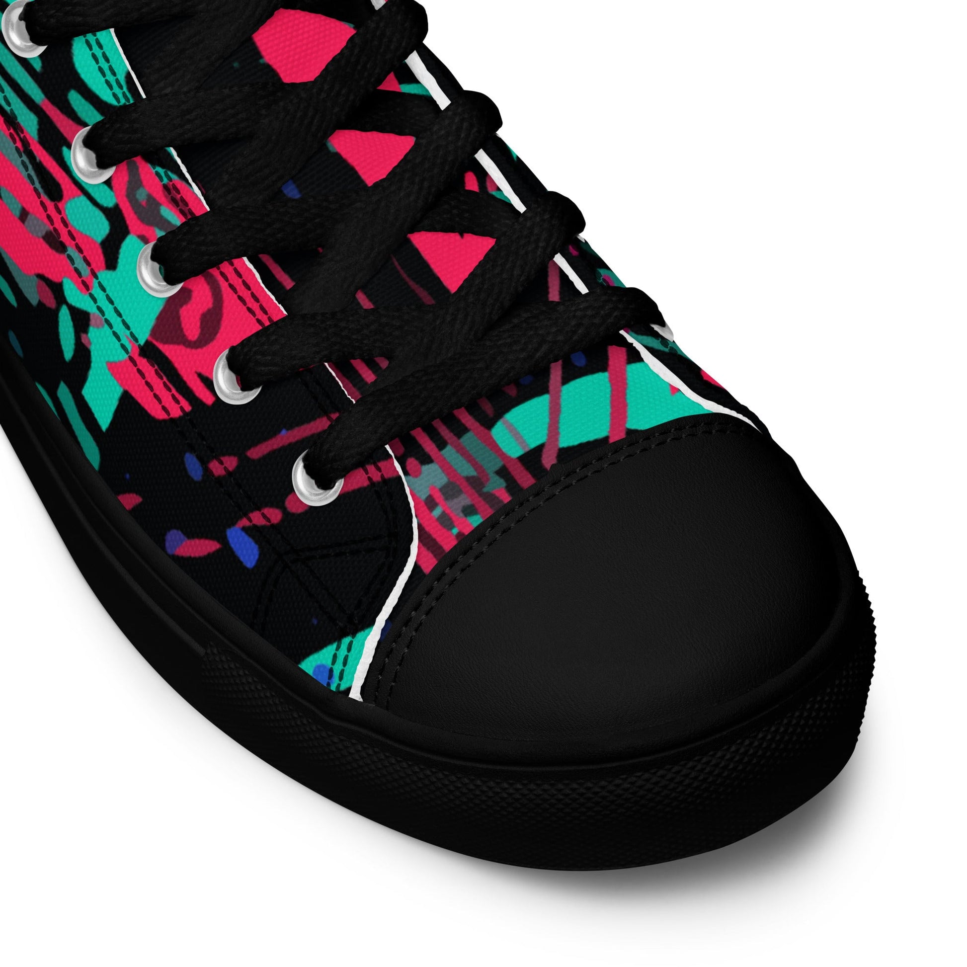 Neon Shatter CAMO Mens High-Top Canvas Shoes