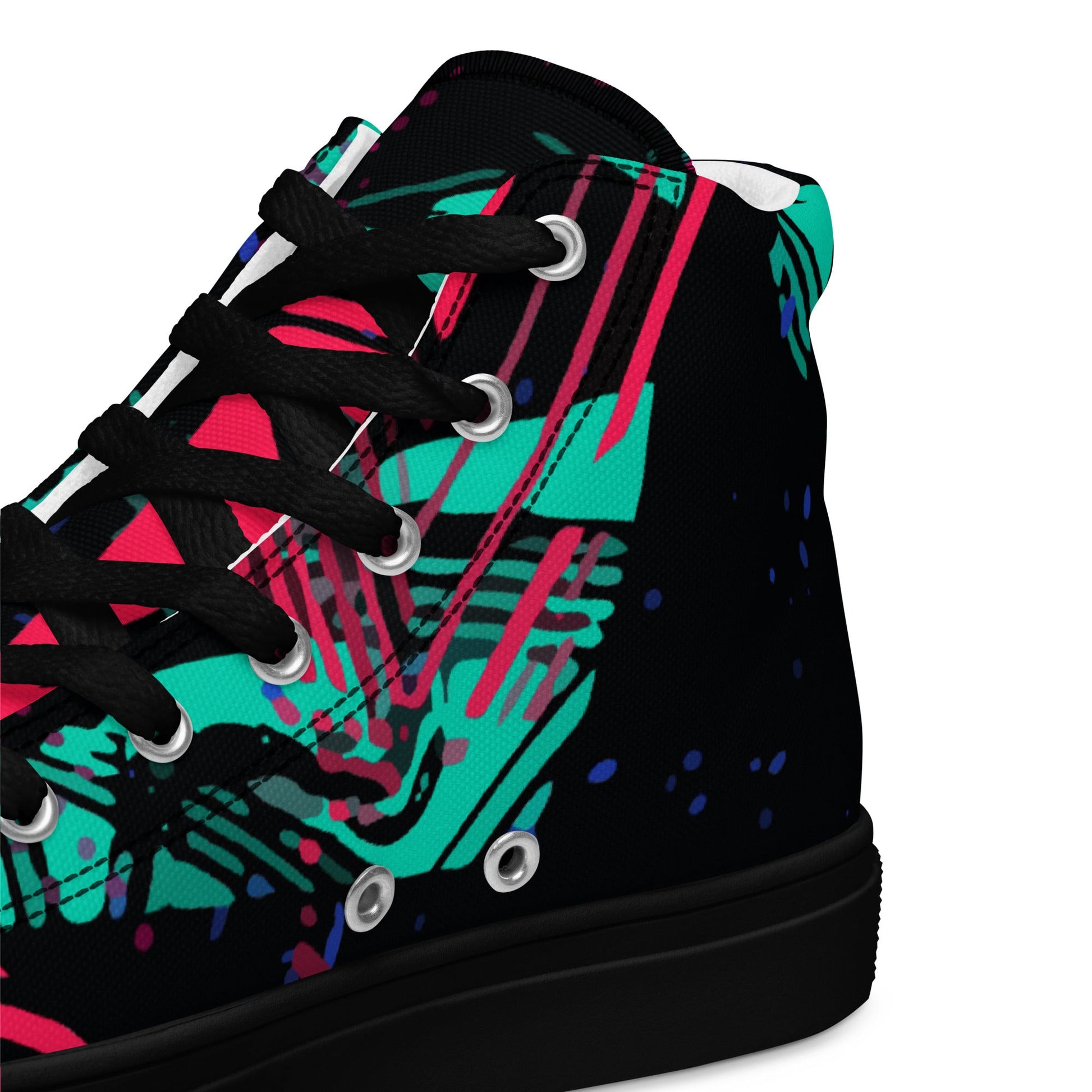 Neon Shatter CAMO Mens High-Top Canvas Shoes