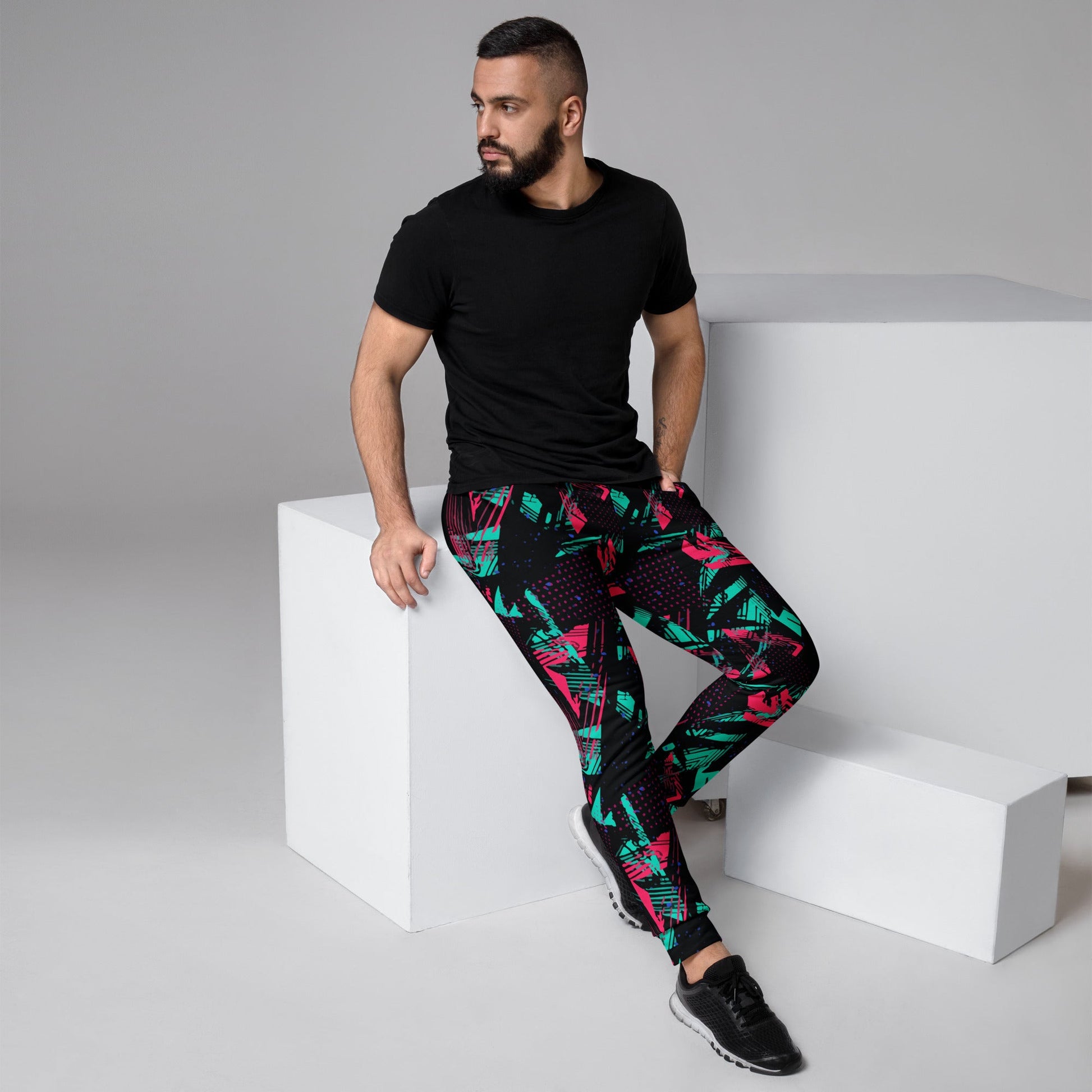 Neon Shatter CAMO Mens Joggers - XS