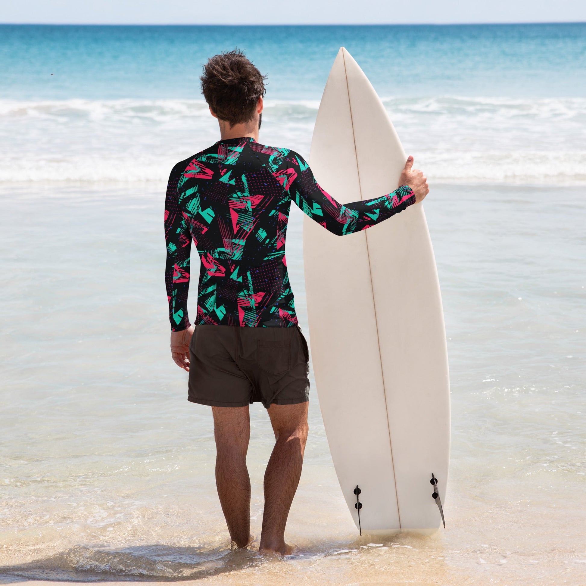 Neon Shatter CAMO Mens Long-sleeve Rash Guard - Long-Sleeve