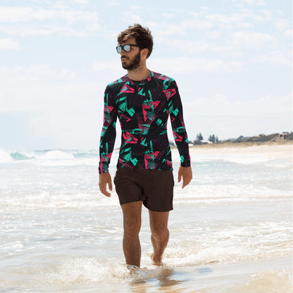 Neon Shatter CAMO Mens Long-sleeve Rash Guard - XS - Long-Sleeve