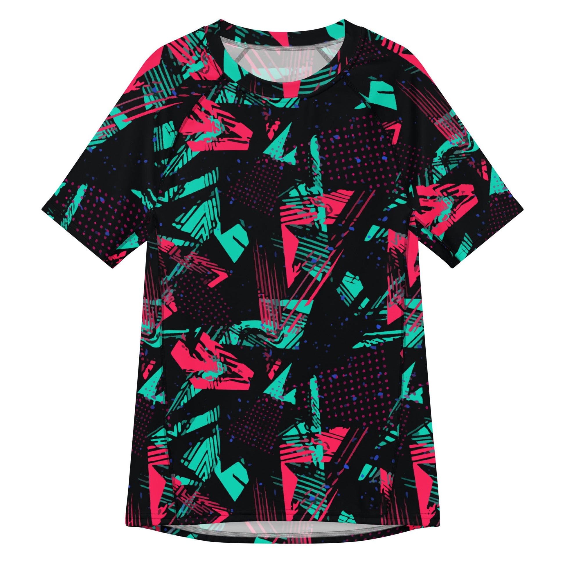 Neon Shatter CAMO Mens Short-Sleeve Rash Guard - 2XS