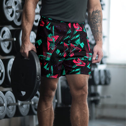 Neon Shatter CAMO Unisex Athletic Long Shorts - 2XS