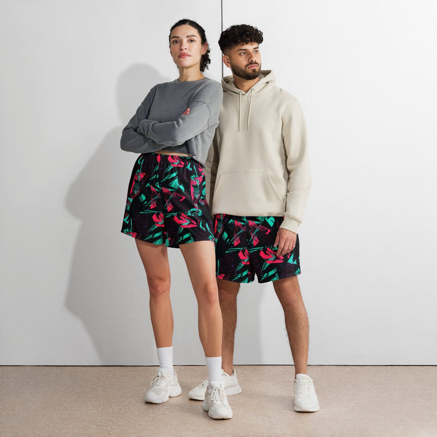 Neon Shatter CAMO Unisex Athletic Long Shorts