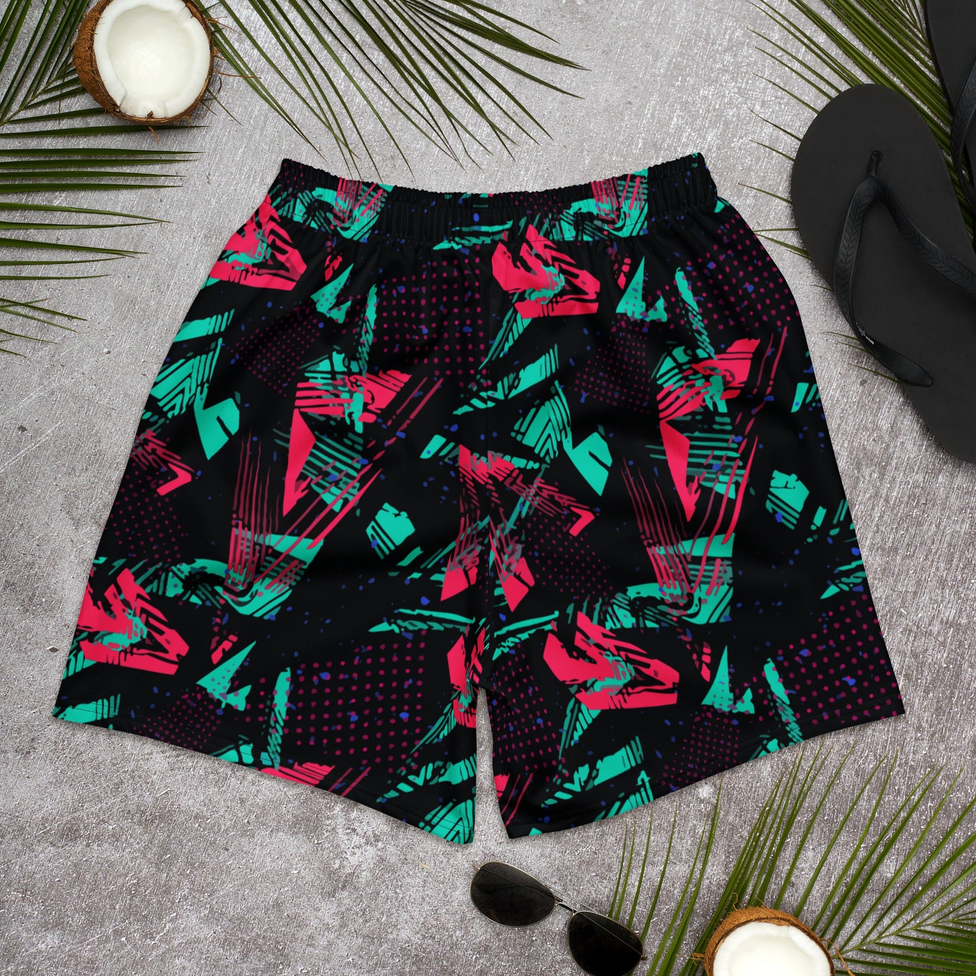 Neon Shatter CAMO Unisex Athletic Long Shorts