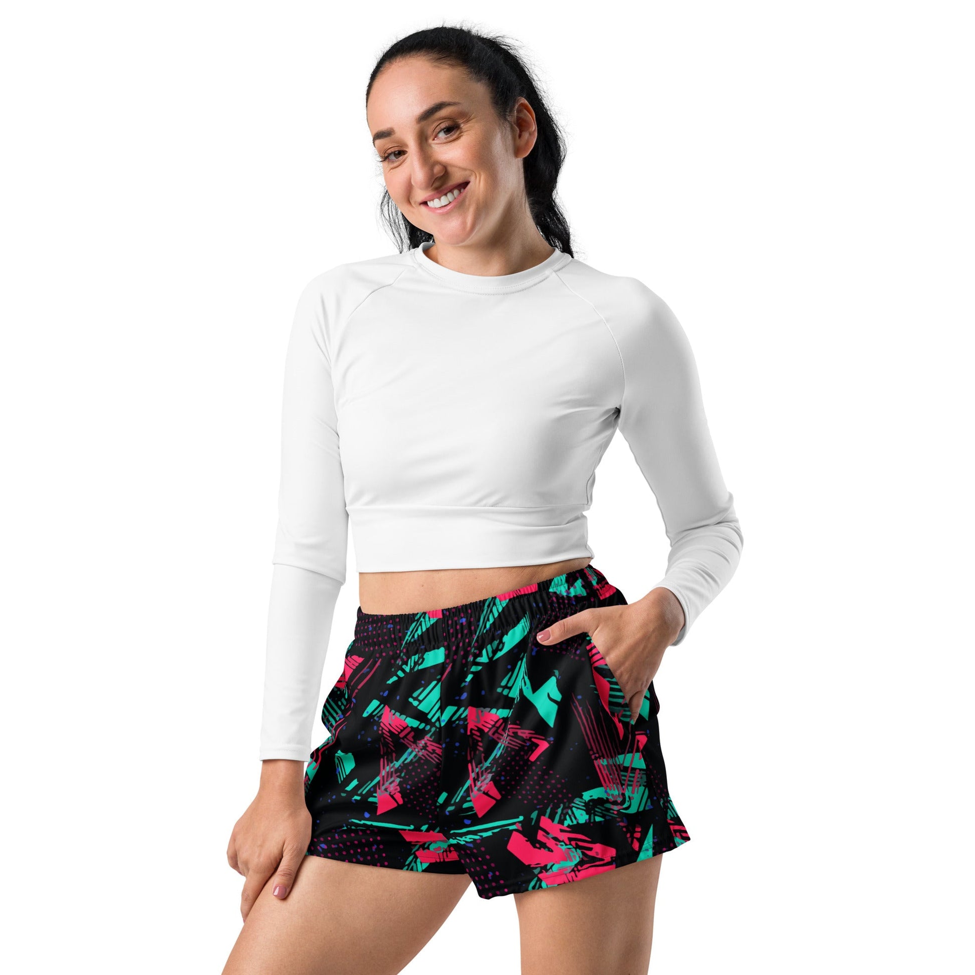 Neon Shatter CAMO Unisex Athletic Shorts