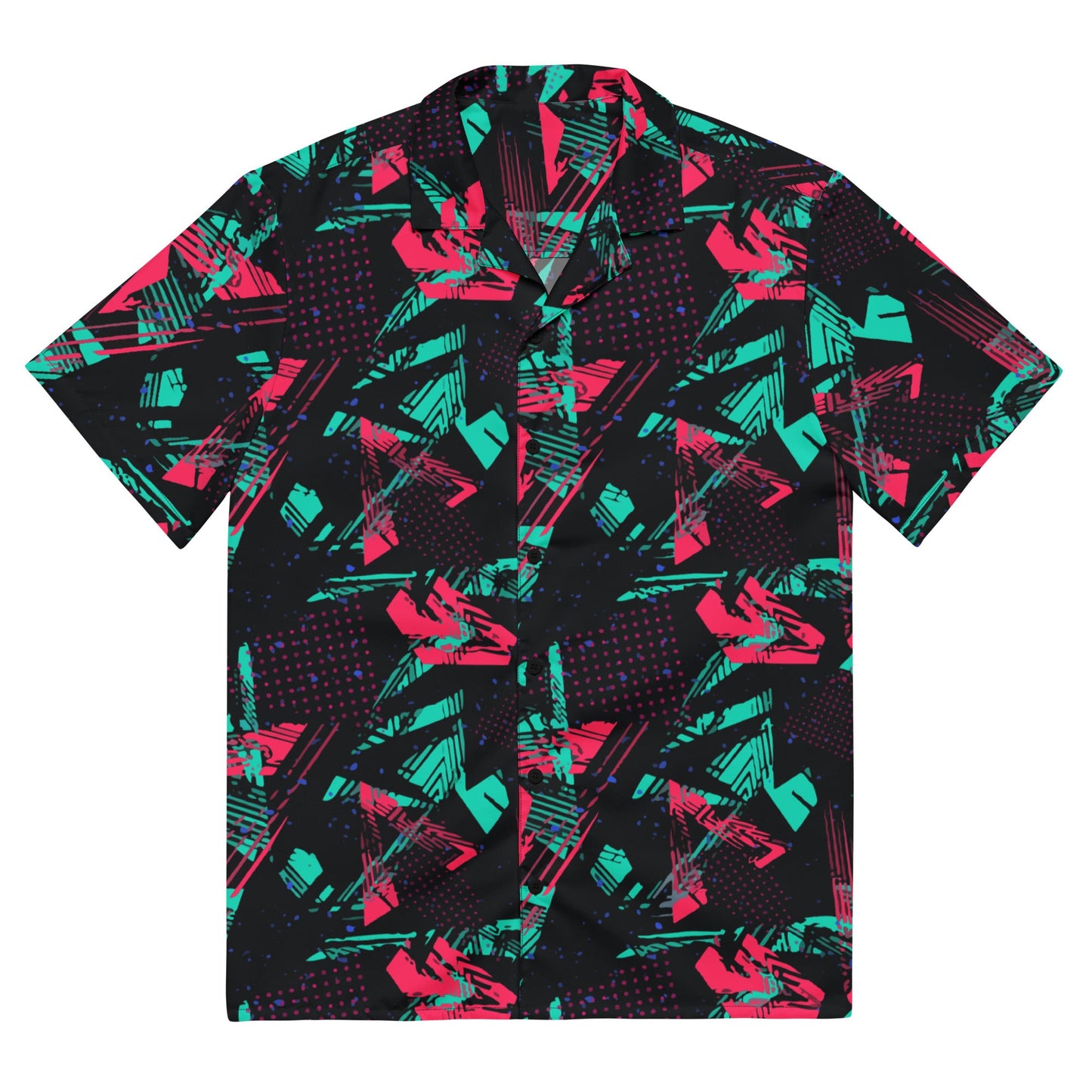 Neon Shatter CAMO Unisex Short-Sleeve Button Shirt - 2XS