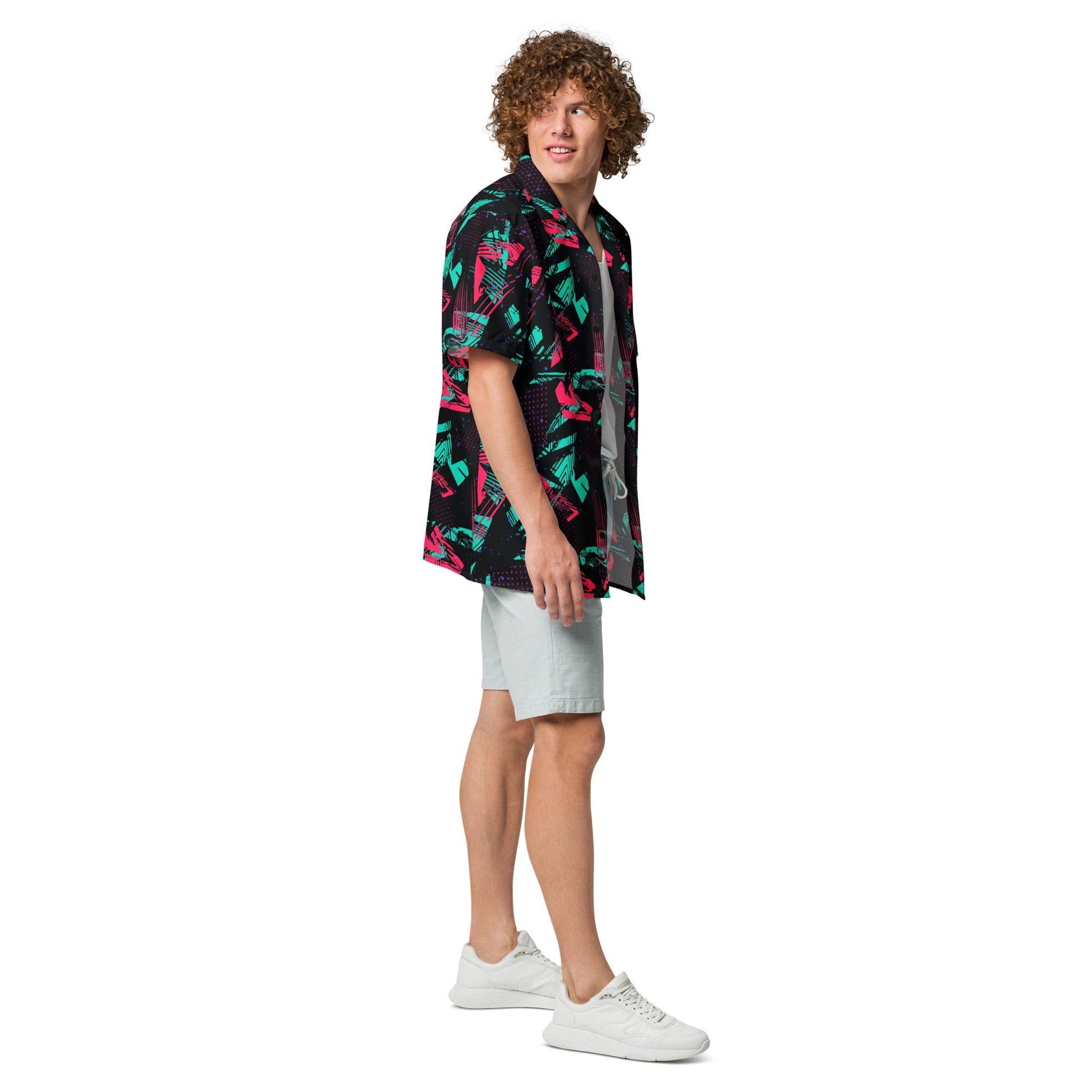 Neon Shatter CAMO Unisex Short-Sleeve Button Shirt