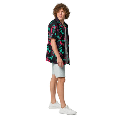 Neon Shatter CAMO Unisex Short-Sleeve Button Shirt