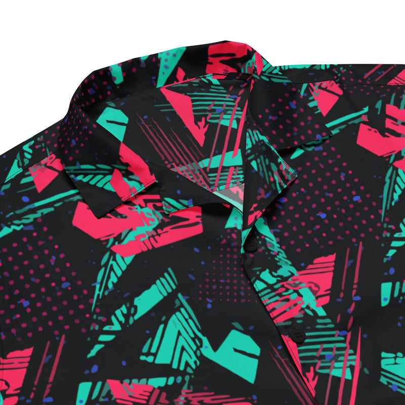 Neon Shatter CAMO Unisex Short-Sleeve Button Shirt - Button-Up
