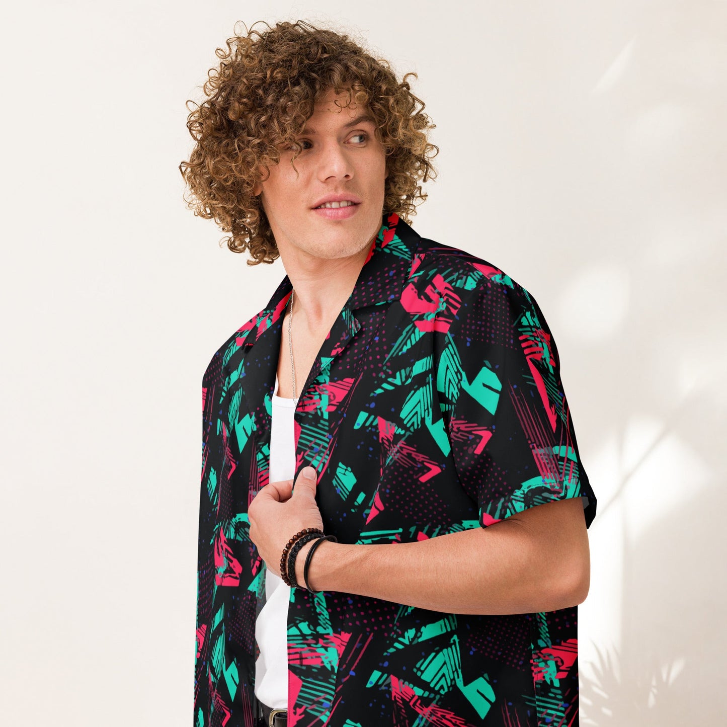 Neon Shatter CAMO Unisex Short-Sleeve Button Shirt