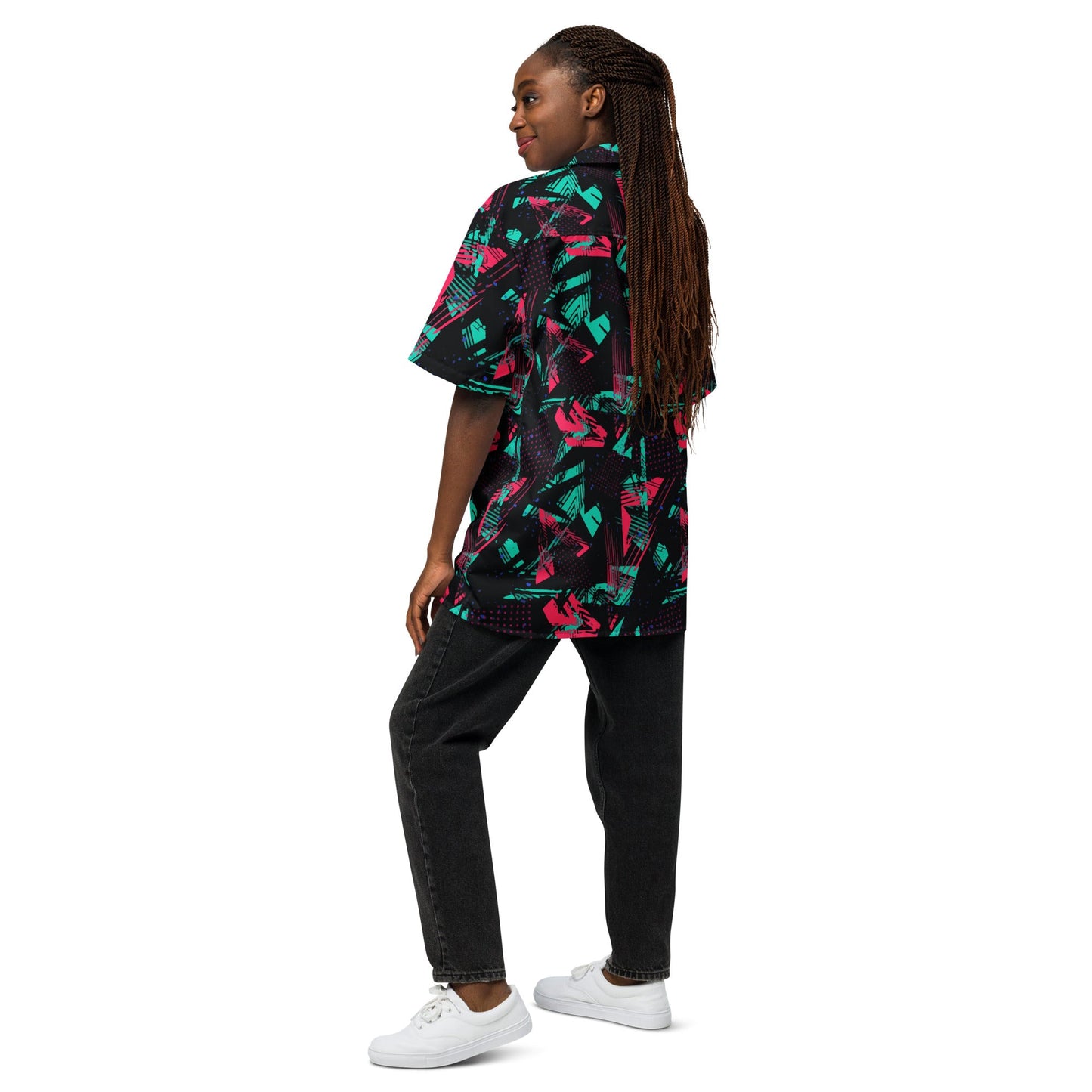 Neon Shatter CAMO Unisex Short-Sleeve Button Shirt
