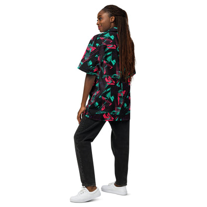 Neon Shatter CAMO Unisex Short-Sleeve Button Shirt