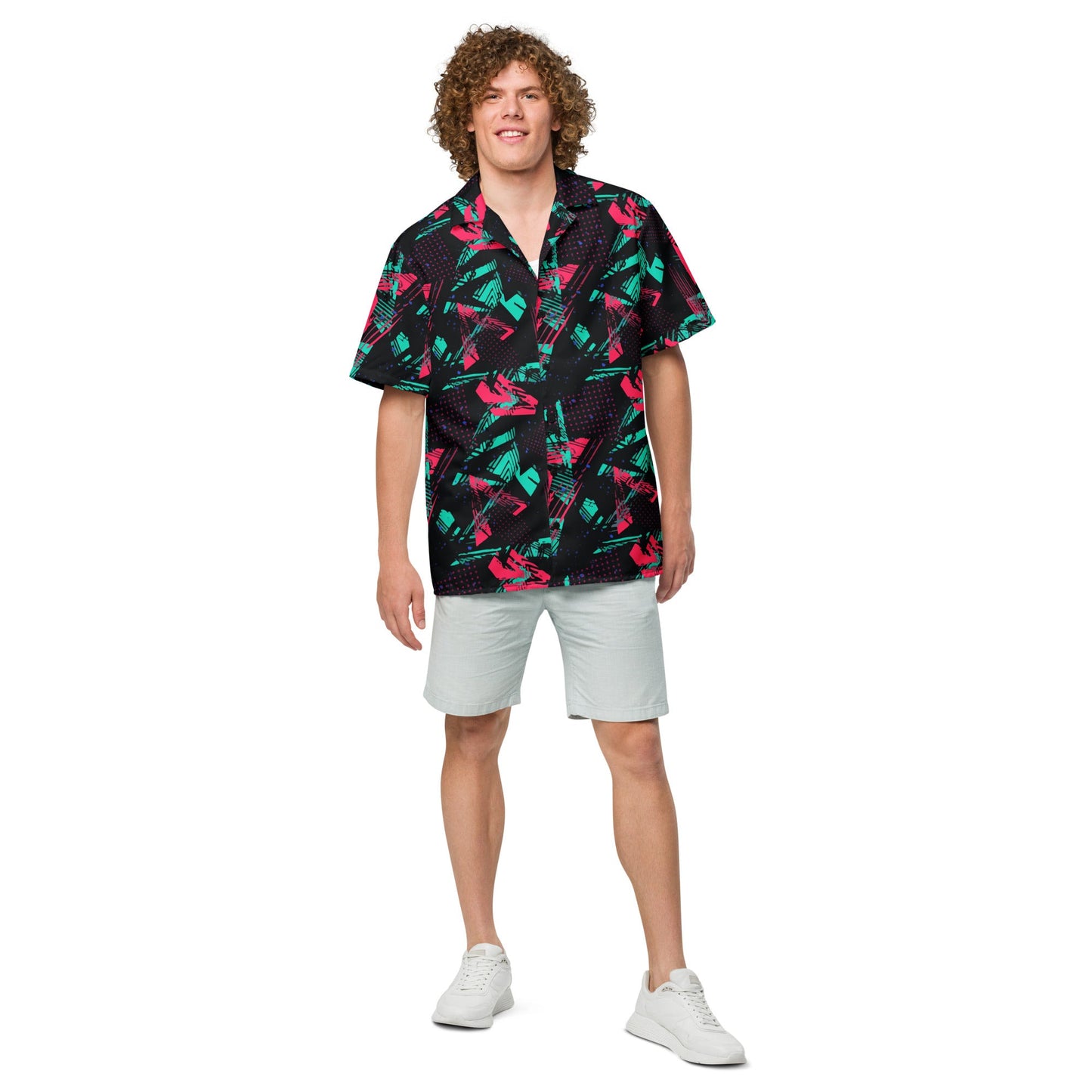 Neon Shatter CAMO Unisex Short-Sleeve Button Shirt