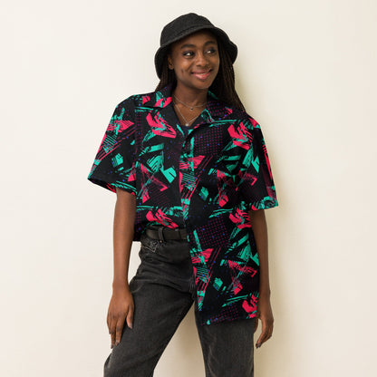Neon Shatter CAMO Unisex Short-Sleeve Button Shirt