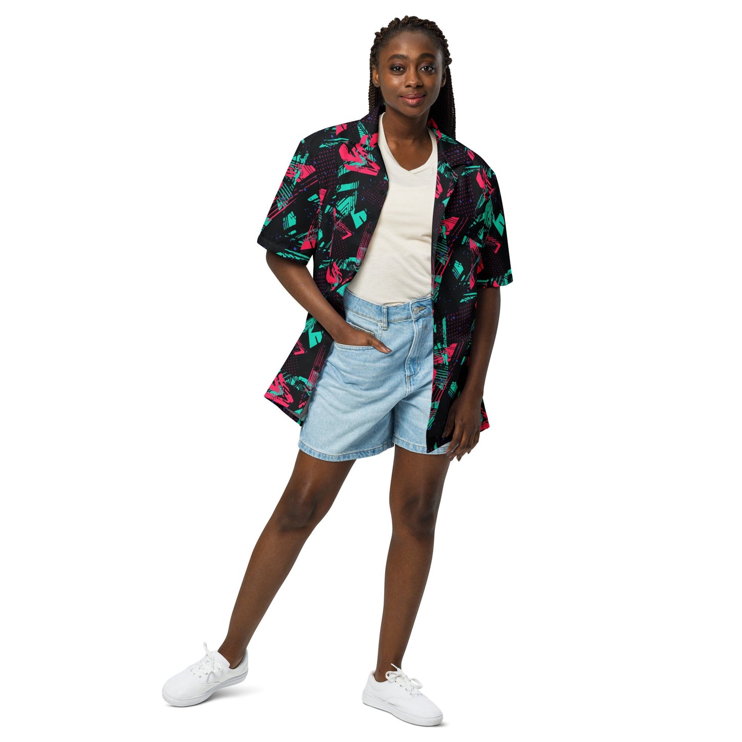 Neon Shatter CAMO Unisex Short-Sleeve Button Shirt