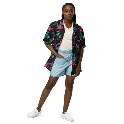 Neon Shatter CAMO Unisex Short-Sleeve Button Shirt