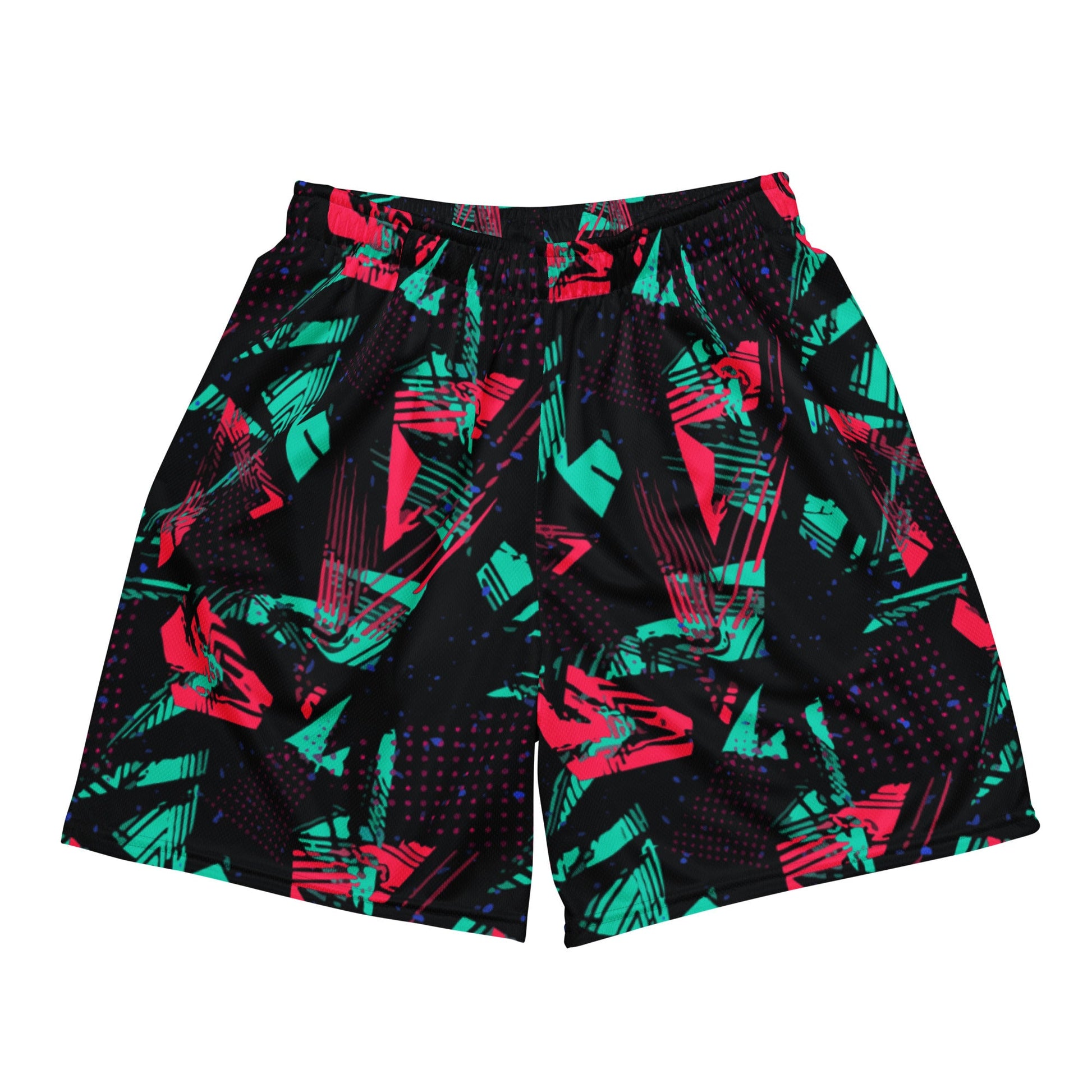 Neon Shatter CAMO Unisex Mesh Shorts - 2XS