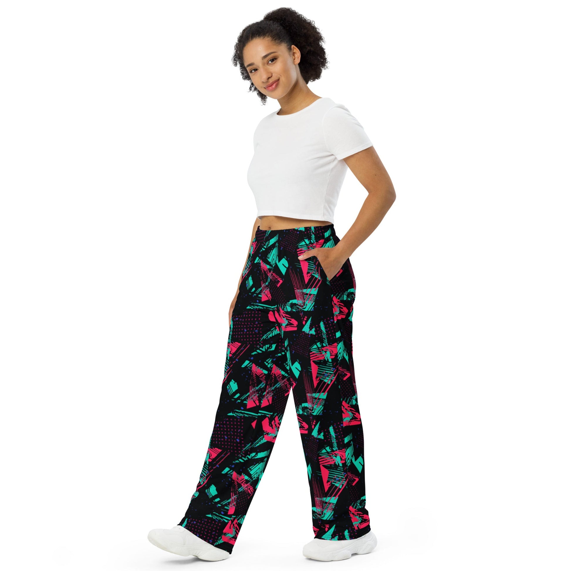 Neon Shatter CAMO Unisex Wide-Leg Leisure Pants
