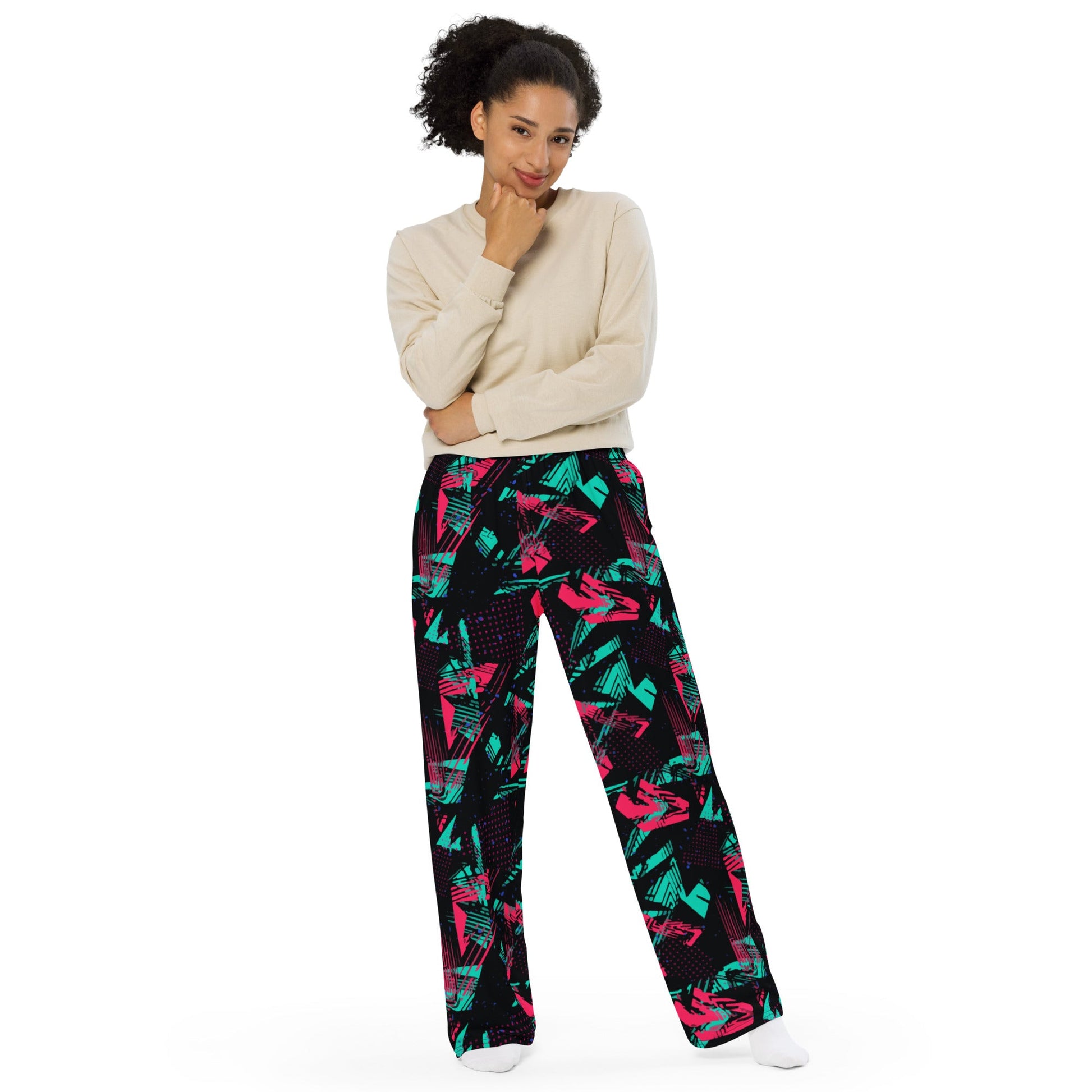 Neon Shatter CAMO Unisex Wide-Leg Leisure Pants