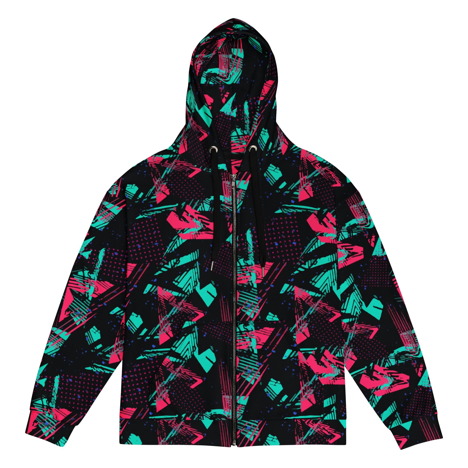 Neon Shatter CAMO Unisex Zip Hoodie - 2XS