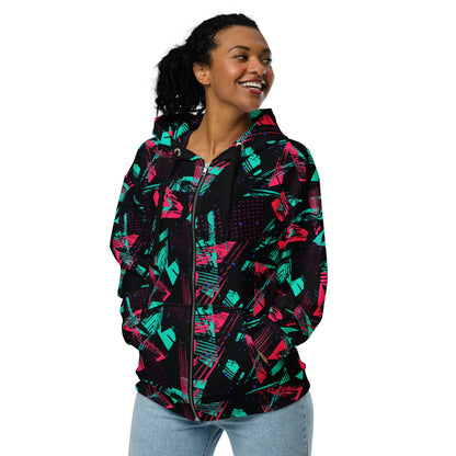 Neon Shatter CAMO Unisex Zip Hoodie