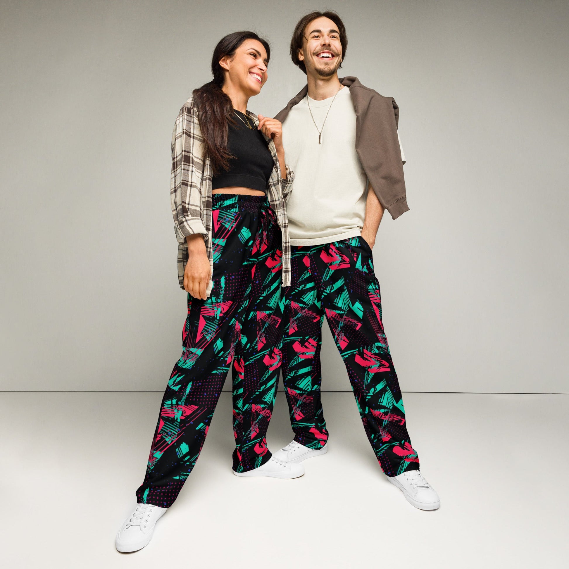 Neon Shatter CAMO Unisex Wide-Leg Joggers - 2XS