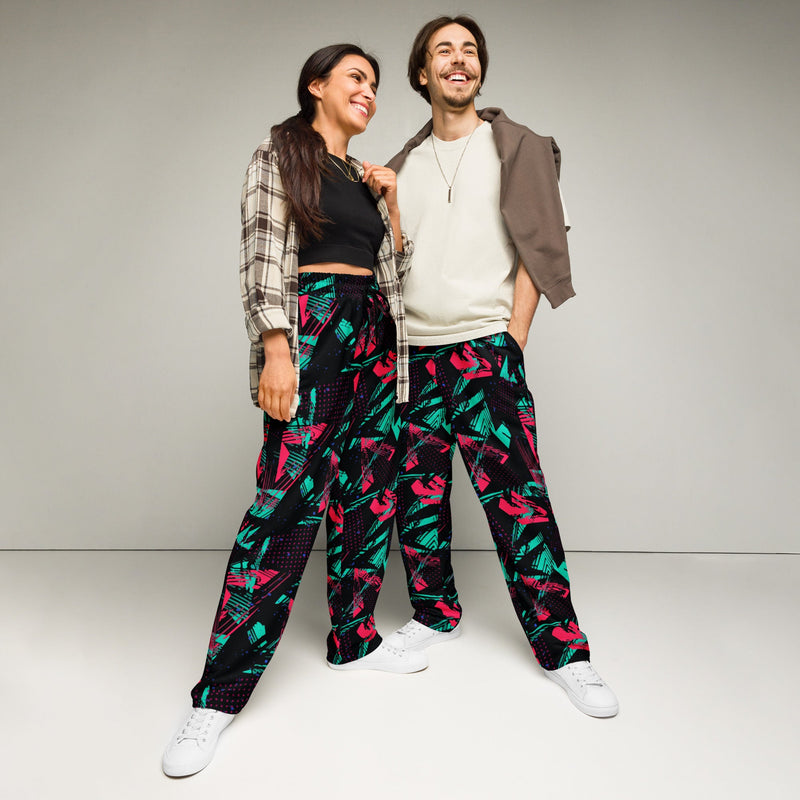 Neon Shatter CAMO Unisex Wide-Leg Joggers - 2XS