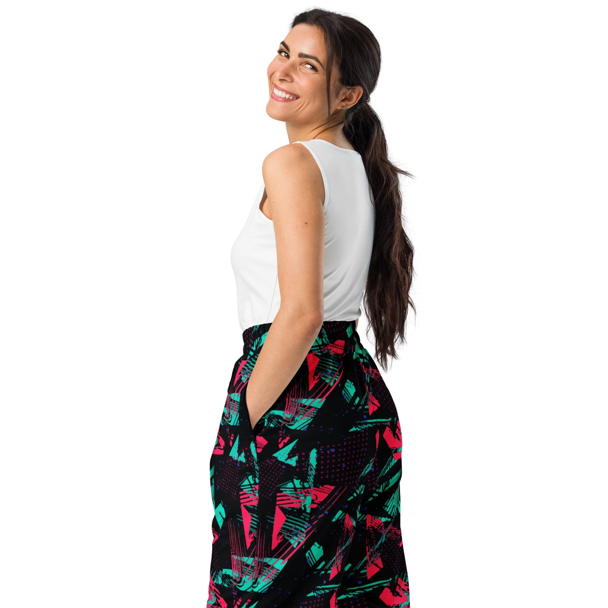 Neon Shatter CAMO Unisex Wide-Leg Joggers