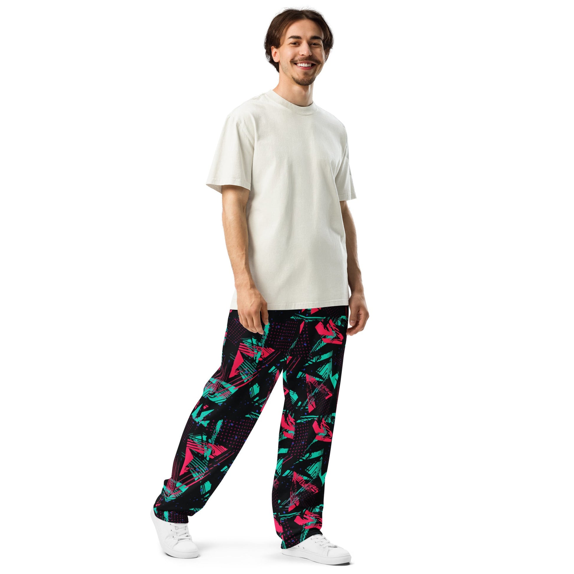 Neon Shatter CAMO Unisex Wide-Leg Joggers