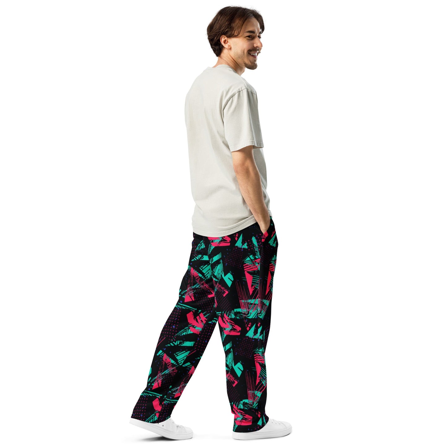 Neon Shatter CAMO Unisex Wide-Leg Joggers