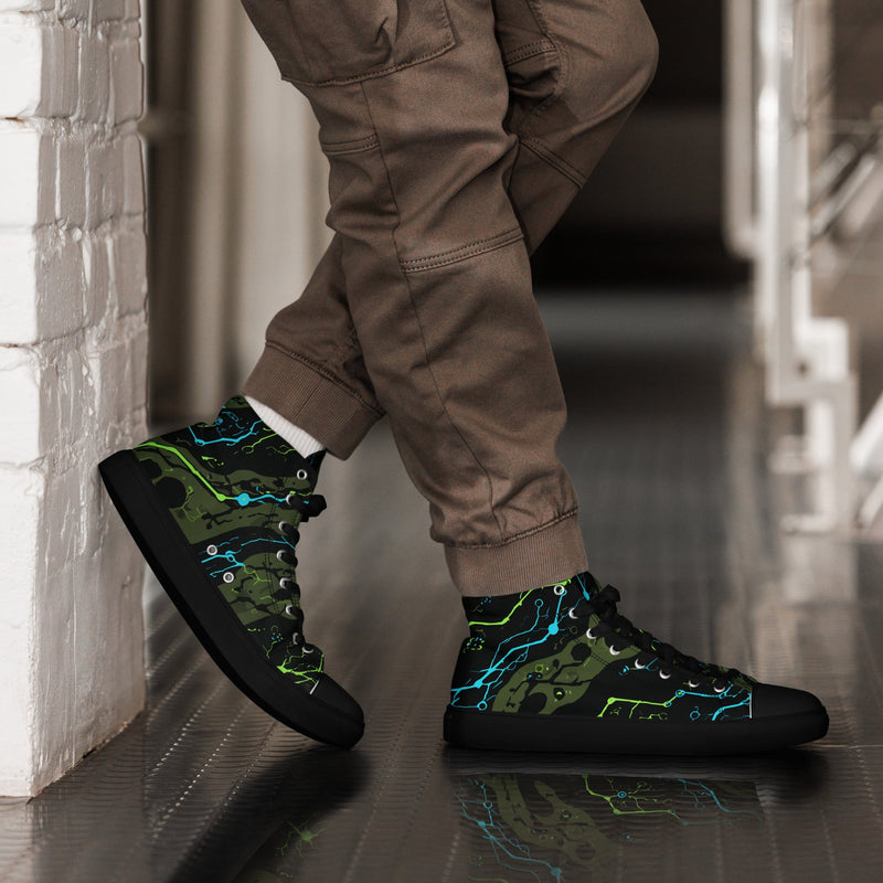 Neuro-Stripe Bio-Neural Night CAMO Mens High-Top Canvas Shoes - 5