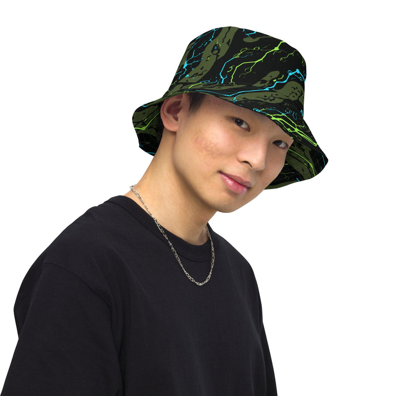 Neuro-Stripe Bio-Neural Night CAMO Reversible Bucket Hat - Head