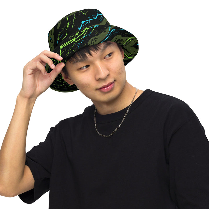 Neuro-Stripe Bio-Neural Night CAMO Reversible Bucket Hat - Head