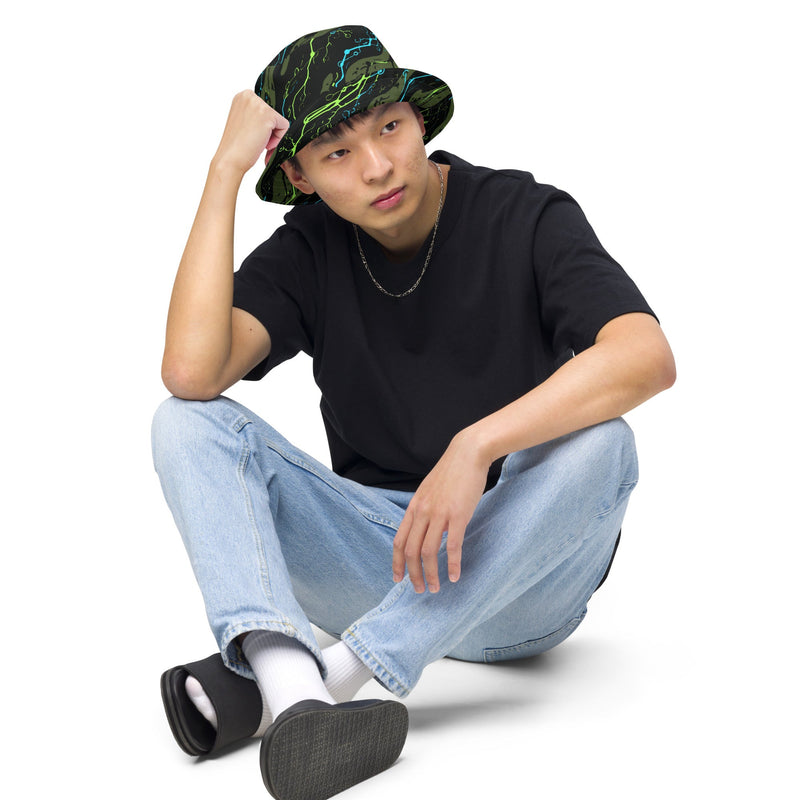 Neuro-Stripe Bio-Neural Night CAMO Reversible Bucket Hat - Head