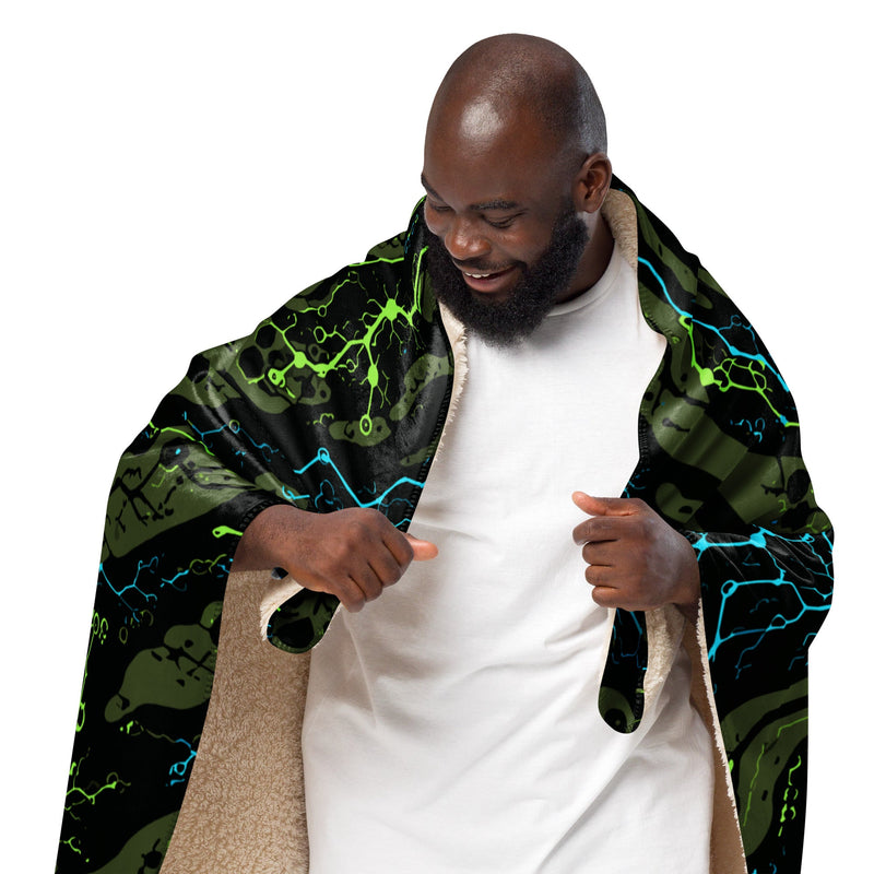 Neuro-Stripe Bio-Neural Night CAMO Sherpa Blanket