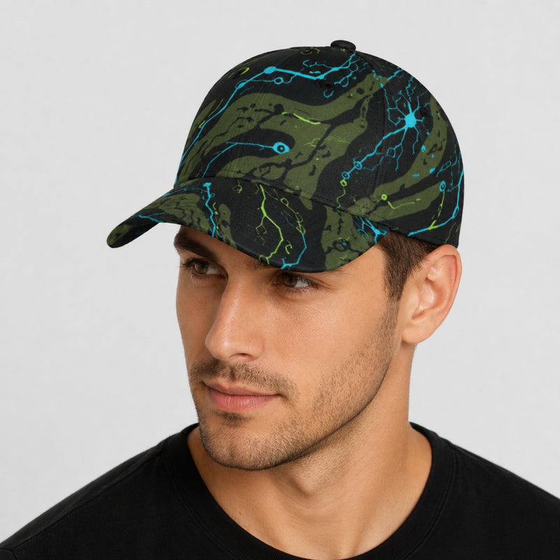 Neuro-Stripe Bio-Neural Night CAMO Snapback Ball Cap - U / White - Head