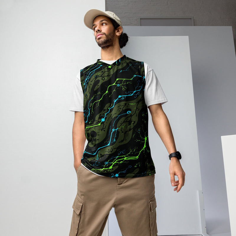 Neuro-Stripe Bio-Neural Night CAMO Unisex Basketball Jersey - 2XS