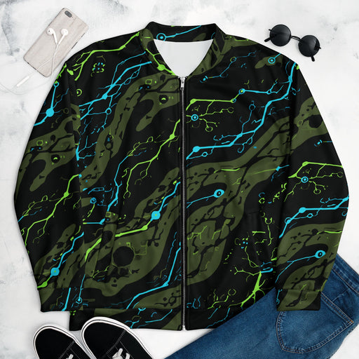 Neuro-Stripe Bio-Neural Night CAMO Unisex Bomber Jacket - XS