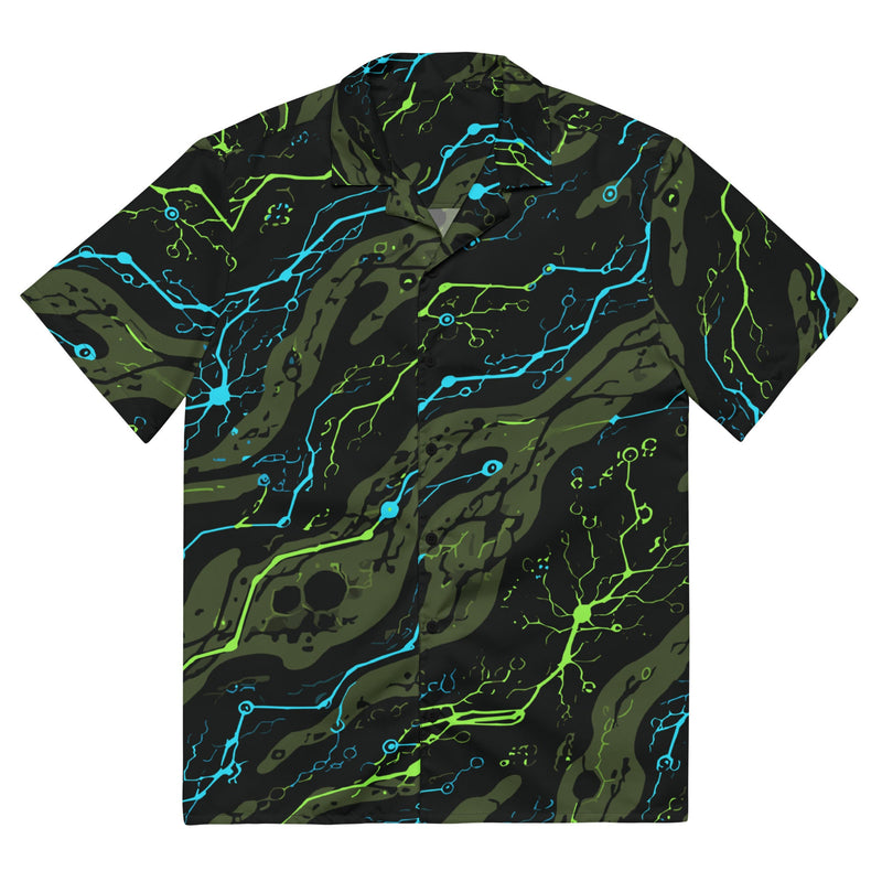 Neuro-Stripe Bio-Neural Night CAMO Unisex Short-Sleeve Button Shirt - 2XS - Button-Up
