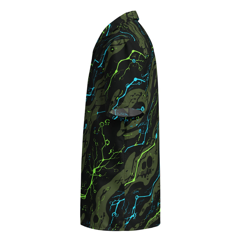 Neuro-Stripe Bio-Neural Night CAMO Unisex Short-Sleeve Button Shirt - Button-Up