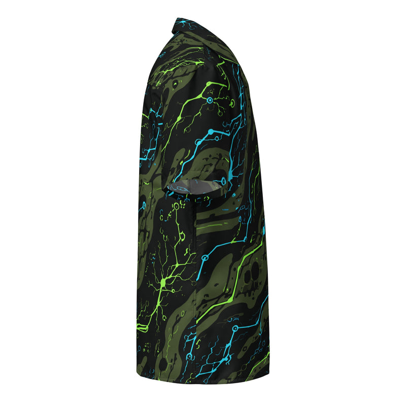Neuro-Stripe Bio-Neural Night CAMO Unisex Short-Sleeve Button Shirt - Button-Up
