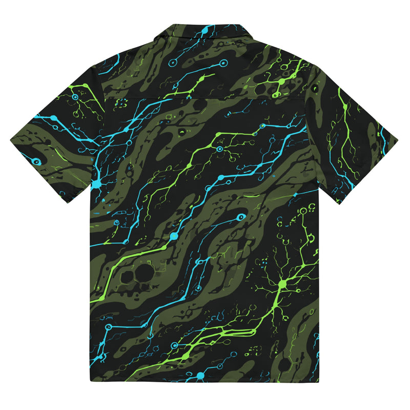 Neuro-Stripe Bio-Neural Night CAMO Unisex Short-Sleeve Button Shirt - Button-Up
