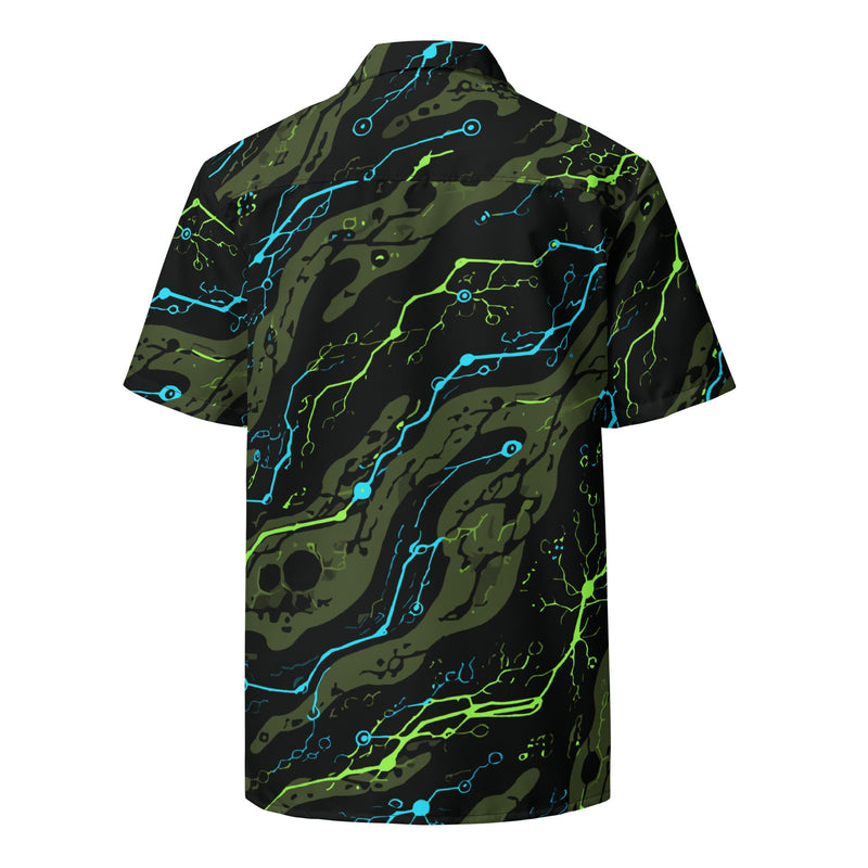 Neuro-Stripe Bio-Neural Night CAMO Unisex Short-Sleeve Button Shirt - Button-Up