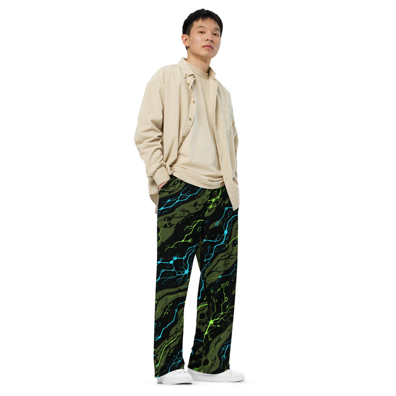 Neuro-Stripe Bio-Neural Night CAMO Unisex Wide-Leg Leisure Pants - Pant