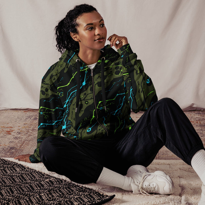 Neuro-Stripe Bio-Neural Night CAMO Unisex Zip Hoodie