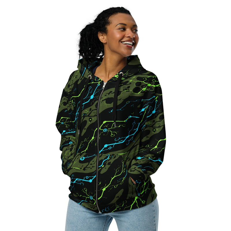 Neuro-Stripe Bio-Neural Night CAMO Unisex Zip Hoodie
