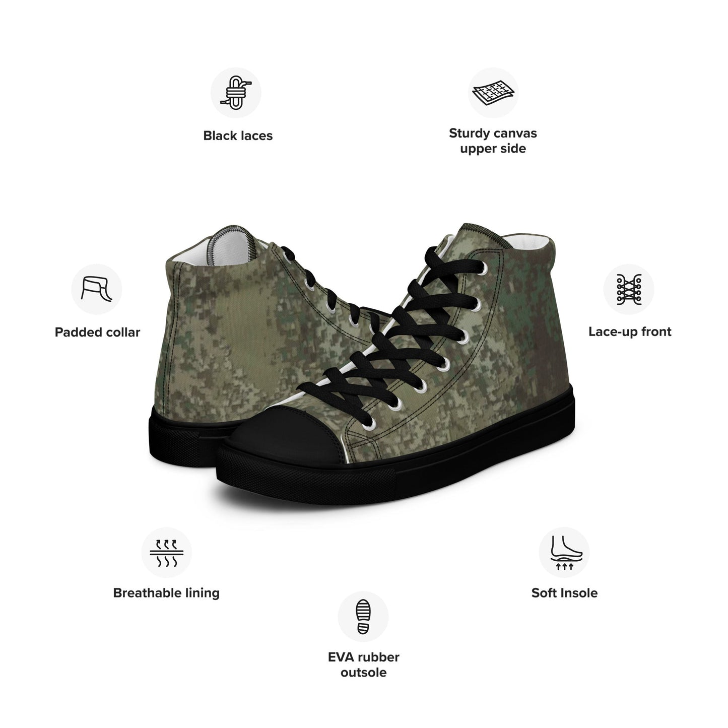 New Zealand Multi-Terrain CAMO Mens High-Top Canvas Shoes