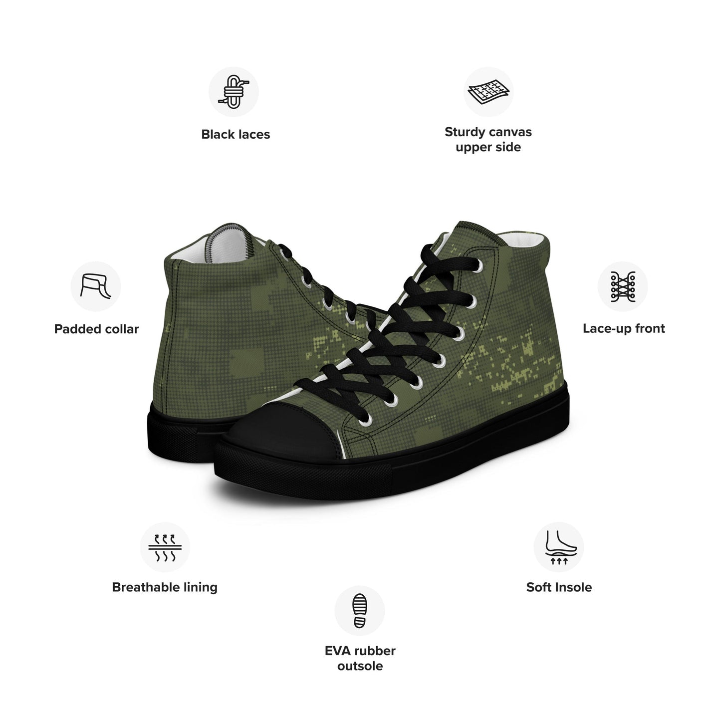 Night Desert Honeycomb CAMO Mens High-Top Canvas Shoes