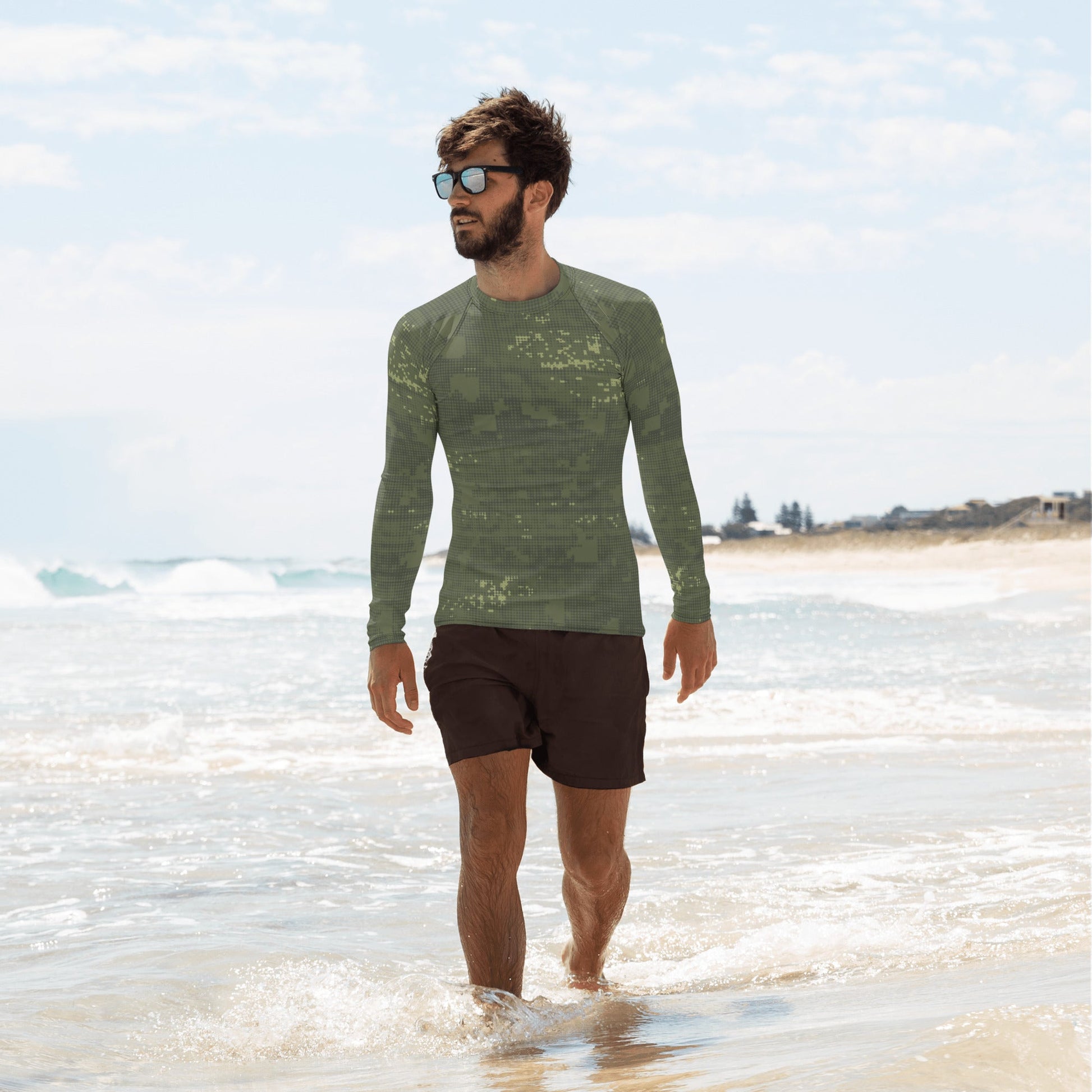 Night Desert Honeycomb CAMO Mens Long-Sleeve Rash Guard - XS